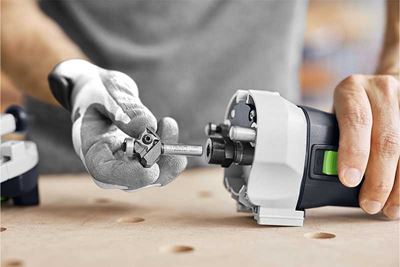 A router bit is inserted